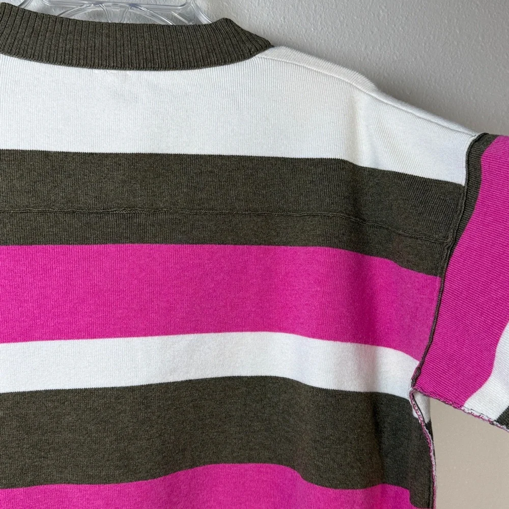 Free People League Of Her Own Cardigan XS‎ Pink Brown Stripe Preppy Slouchy NWOT